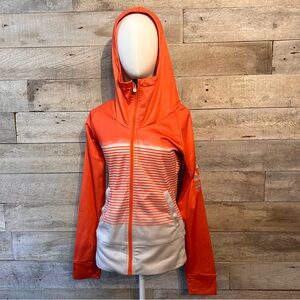 Bench women’s orange zip up striped shirts ombré hooded jacket in size small